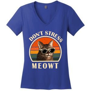 Funny Cat Loves Cats Don't Stress Meowt Gift Women's V-Neck T-Shirt