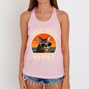 Funny Cat Loves Cats Don't Stress Meowt Gift Women's Knotted Racerback Tank