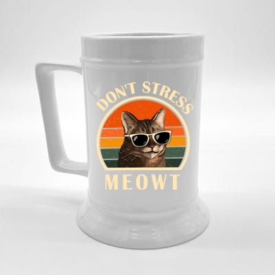 Funny Cat Loves Cats Don't Stress Meowt Gift Beer Stein