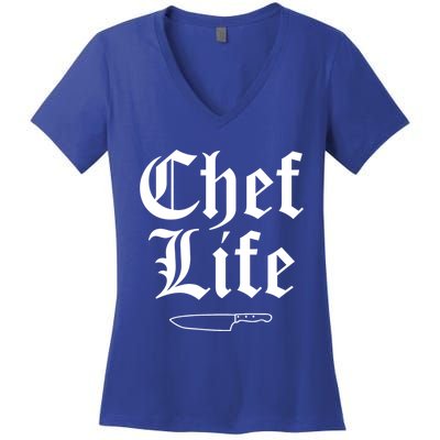 Funny Chef Life Culinary Gangster Home Cooking Gift Women's V-Neck T-Shirt