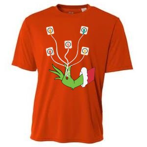 Funny Christmas Lights Ekg Leads Cheat Sheet Nurse Christmas Gift Cooling Performance Crew T-Shirt