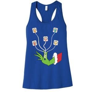 Funny Christmas Lights Ekg Leads Cheat Sheet Nurse Christmas Gift Women's Racerback Tank