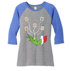 Funny Christmas Lights Ekg Leads Cheat Sheet Nurse Christmas Gift Women's Tri-Blend 3/4-Sleeve Raglan Shirt