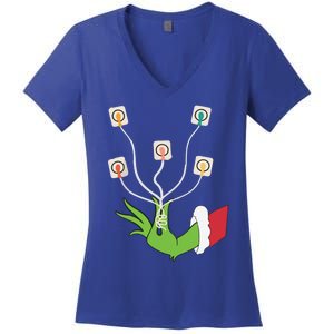 Funny Christmas Lights Ekg Leads Cheat Sheet Nurse Christmas Gift Women's V-Neck T-Shirt