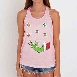 Funny Christmas Lights Ekg Leads Cheat Sheet Nurse Christmas Gift Women's Knotted Racerback Tank