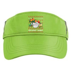 Funny Cat Lovers I Do What I Want Ugly Christmas Sweater Meaningful Gift Adult Drive Performance Visor