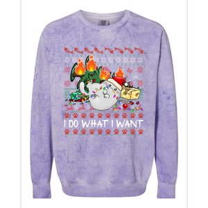 Funny Cat Lovers I Do What I Want Ugly Christmas Sweater Meaningful Gift Colorblast Crewneck Sweatshirt