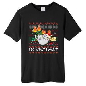 Funny Cat Lovers I Do What I Want Ugly Christmas Sweater Meaningful Gift Tall Fusion ChromaSoft Performance T-Shirt