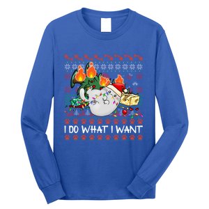 Funny Cat Lovers I Do What I Want Ugly Christmas Sweater Meaningful Gift Long Sleeve Shirt