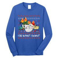 Funny Cat Lovers I Do What I Want Ugly Christmas Sweater Meaningful Gift Long Sleeve Shirt