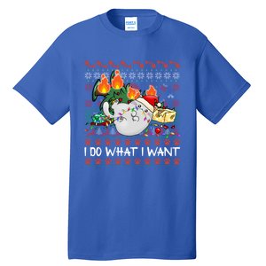 Funny Cat Lovers I Do What I Want Ugly Christmas Sweater Meaningful Gift Tall T-Shirt