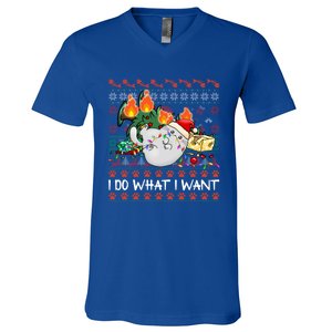 Funny Cat Lovers I Do What I Want Ugly Christmas Sweater Meaningful Gift V-Neck T-Shirt