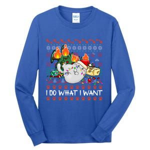 Funny Cat Lovers I Do What I Want Ugly Christmas Sweater Meaningful Gift Tall Long Sleeve T-Shirt