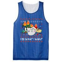 Funny Cat Lovers I Do What I Want Ugly Christmas Sweater Meaningful Gift Mesh Reversible Basketball Jersey Tank