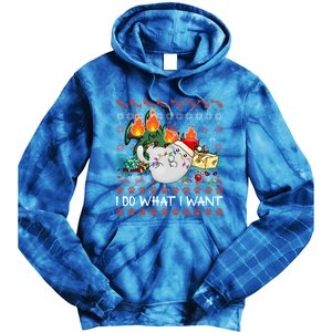 Funny Cat Lovers I Do What I Want Ugly Christmas Sweater Meaningful Gift Tie Dye Hoodie