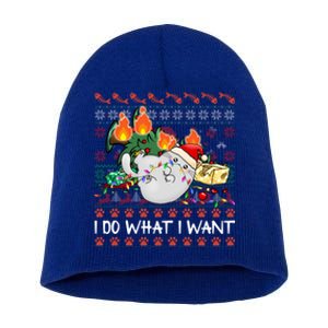 Funny Cat Lovers I Do What I Want Ugly Christmas Sweater Meaningful Gift Short Acrylic Beanie