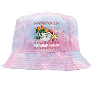 Funny Cat Lovers I Do What I Want Ugly Christmas Sweater Meaningful Gift Tie-Dyed Bucket Hat