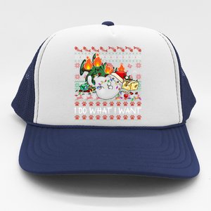 Funny Cat Lovers I Do What I Want Ugly Christmas Sweater Meaningful Gift Trucker Hat