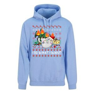 Funny Cat Lovers I Do What I Want Ugly Christmas Sweater Meaningful Gift Unisex Surf Hoodie