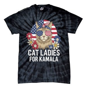 Funny Cat Ladies For Kamala Harris President Election Women Tie-Dye T-Shirt