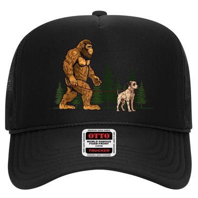 Funny Catahoula Leopard Bigfoot Dog Walking Dog Mom Dad High Crown Mesh Back Trucker Hat