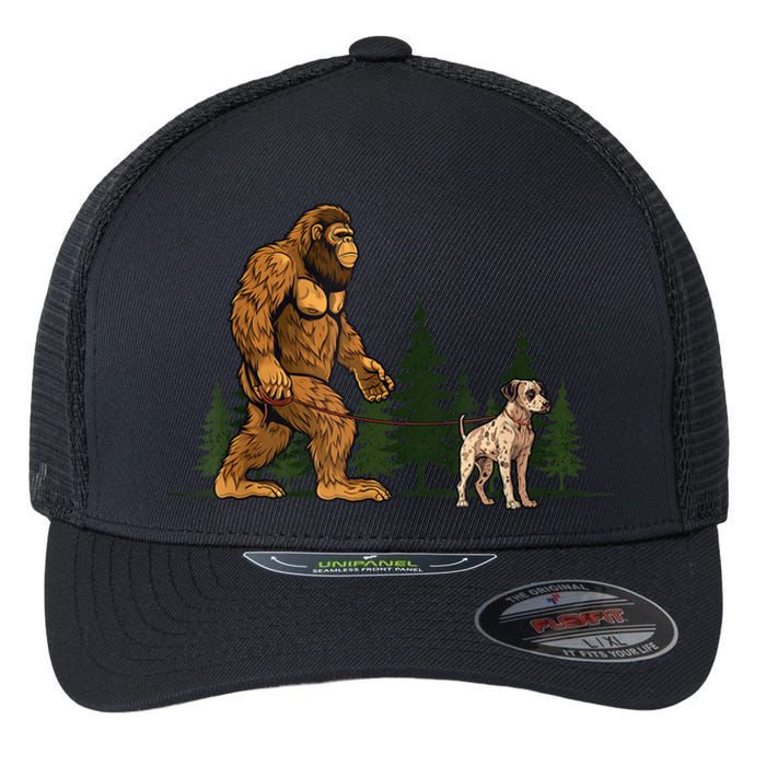 Funny Catahoula Leopard Bigfoot Dog Walking Dog Mom Dad Flexfit Unipanel Trucker Cap