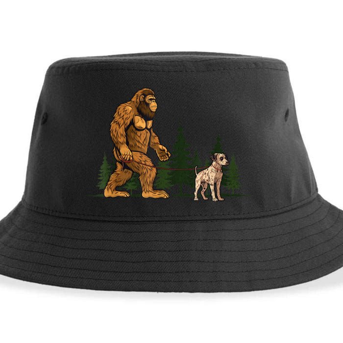 Funny Catahoula Leopard Bigfoot Dog Walking Dog Mom Dad Sustainable Bucket Hat