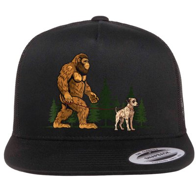 Funny Catahoula Leopard Bigfoot Dog Walking Dog Mom Dad Flat Bill Trucker Hat