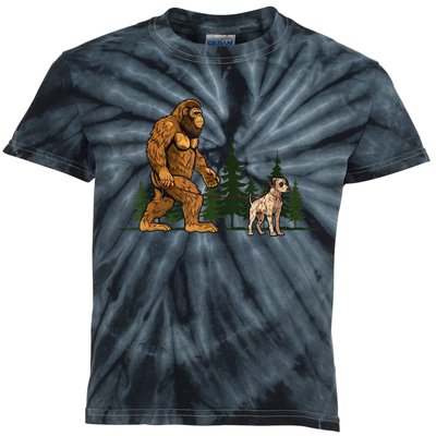 Funny Catahoula Leopard Bigfoot Dog Walking Dog Mom Dad Kids Tie-Dye T-Shirt