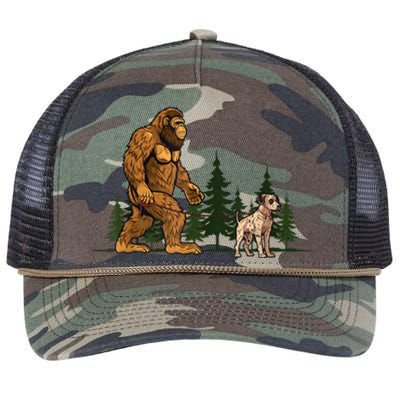 Funny Catahoula Leopard Bigfoot Dog Walking Dog Mom Dad Retro Rope Trucker Hat Cap