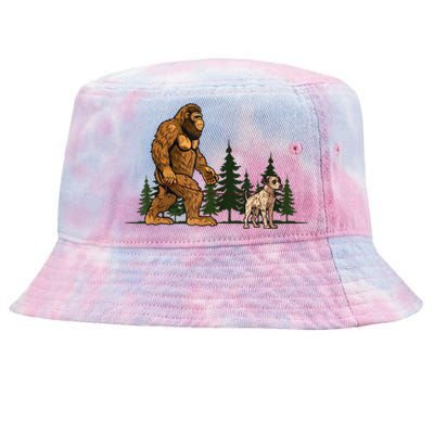 Funny Catahoula Leopard Bigfoot Dog Walking Dog Mom Dad Tie-Dyed Bucket Hat