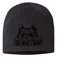 Funny Cat Lovers Retro 70s 80s 90s I Do What I Want Cat Sustainable Beanie