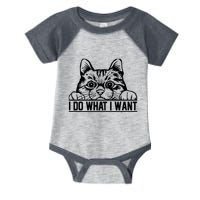 Funny Cat Lovers Retro 70s 80s 90s I Do What I Want Cat Infant Baby Jersey Bodysuit