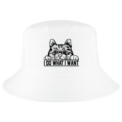 Funny Cat Lovers Retro 70s 80s 90s I Do What I Want Cat Cool Comfort Performance Bucket Hat