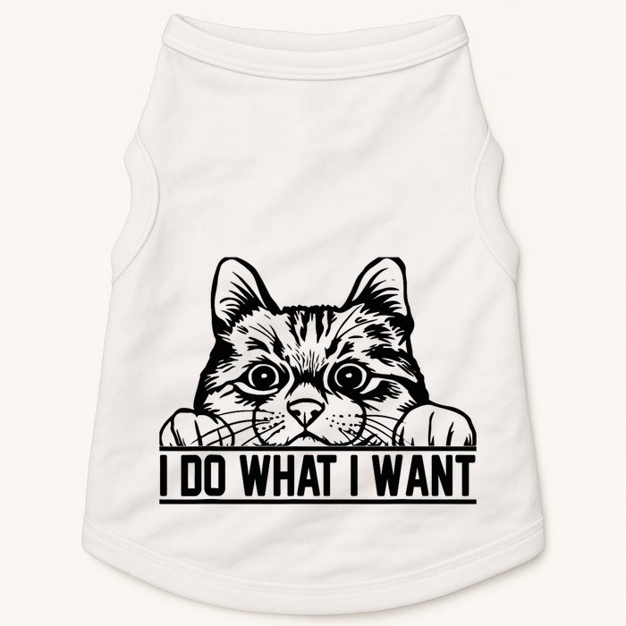 Funny Cat Lovers Retro 70s 80s 90s I Do What I Want Cat Doggie Tank