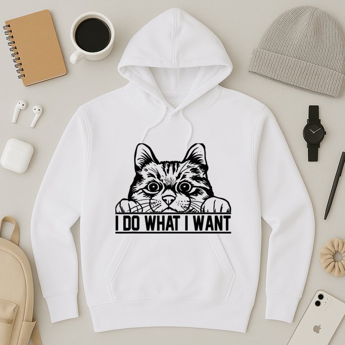 Funny Cat Lovers Retro 70s 80s 90s I Do What I Want Cat Hoodie