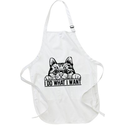 Funny Cat Lovers Retro 70s 80s 90s I Do What I Want Cat Apron