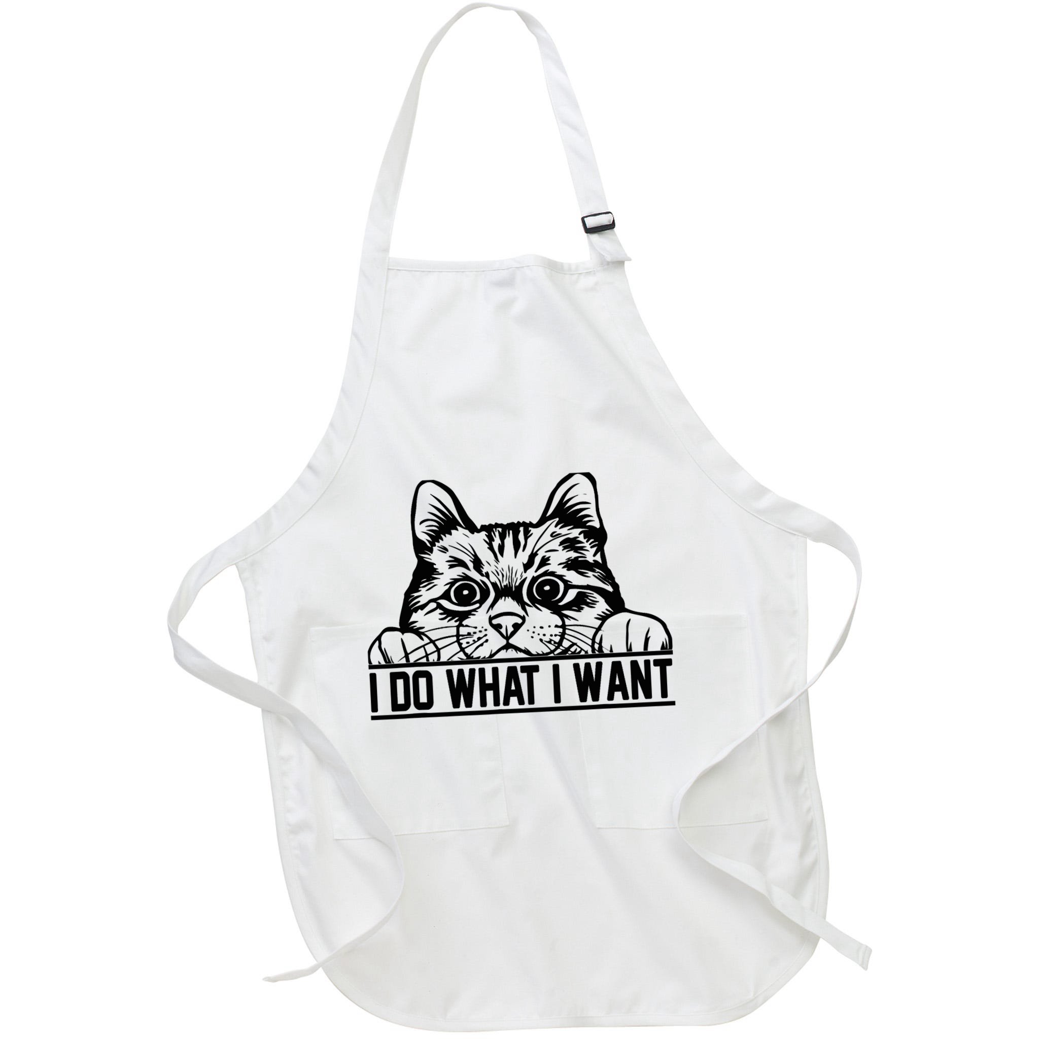 Funny Cat Lovers Retro 70s 80s 90s I Do What I Want Cat Apron