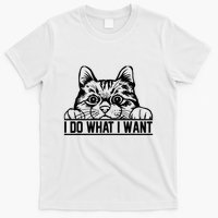Funny Cat Lovers Retro 70s 80s 90s I Do What I Want Cat T-Shirt