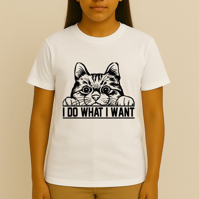 Funny Cat Lovers Retro 70s 80s 90s I Do What I Want Cat T-Shirt