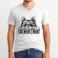 Funny Cat Lovers Retro 70s 80s 90s I Do What I Want Cat V-Neck T-Shirt