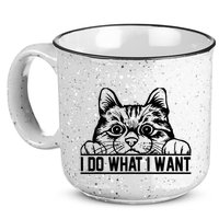 Funny Cat Lovers Retro 70s 80s 90s I Do What I Want Cat 15oz Campfire Ceramic Mug