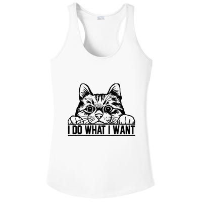 Funny Cat Lovers Retro 70s 80s 90s I Do What I Want Cat Ladies PosiCharge Competitor Racerback Tank