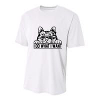 Funny Cat Lovers Retro 70s 80s 90s I Do What I Want Cat Youth Performance Sprint T-Shirt