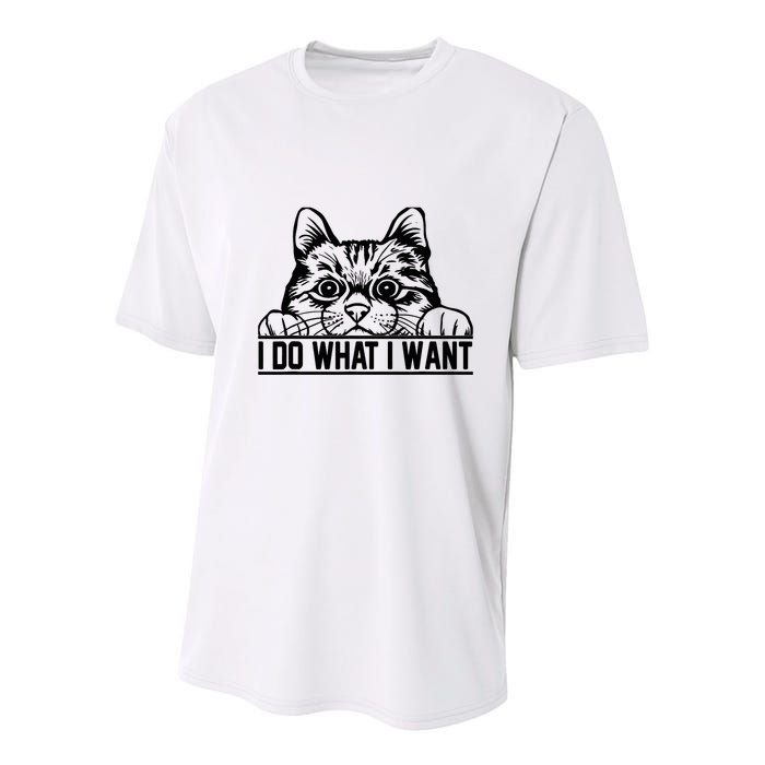 Funny Cat Lovers Retro 70s 80s 90s I Do What I Want Cat Youth Performance Sprint T-Shirt