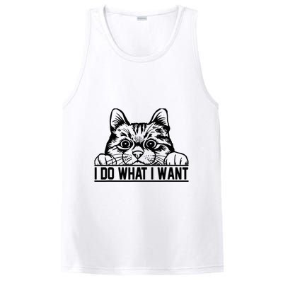 Funny Cat Lovers Retro 70s 80s 90s I Do What I Want Cat PosiCharge Competitor Tank