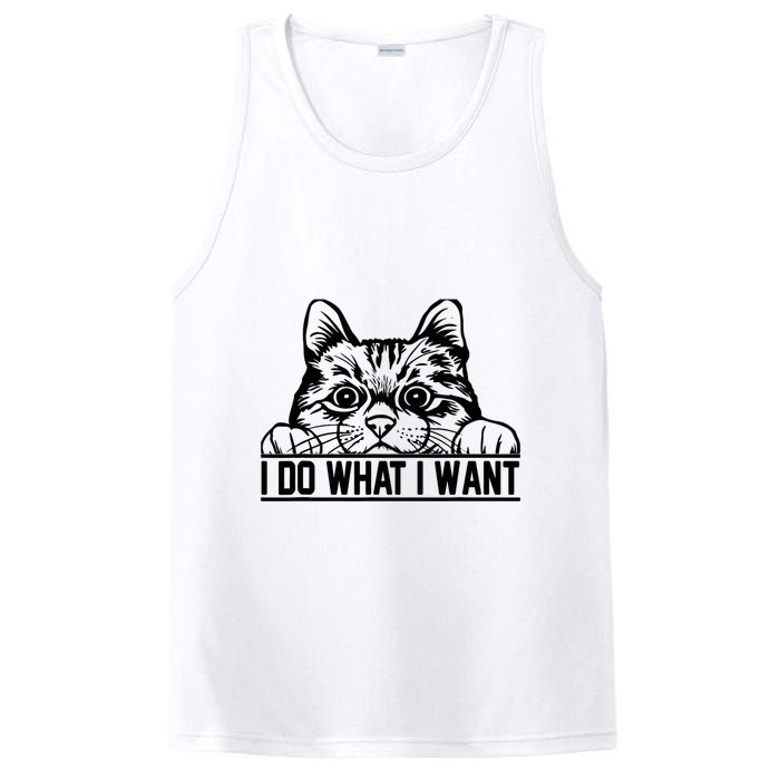Funny Cat Lovers Retro 70s 80s 90s I Do What I Want Cat PosiCharge Competitor Tank