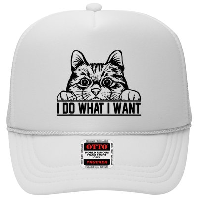 Funny Cat Lovers Retro 70s 80s 90s I Do What I Want Cat Trucker Hat
