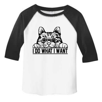 Funny Cat Lovers Retro 70s 80s 90s I Do What I Want Cat Toddler Fine Jersey T-Shirt
