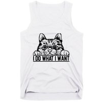 Funny Cat Lovers Retro 70s 80s 90s I Do What I Want Cat Tank Top